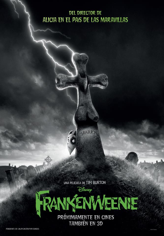 Póster en castellano de «Frankenweenie» de Tim Burton